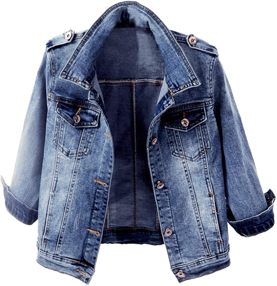 three quarter sleeve denim jacket