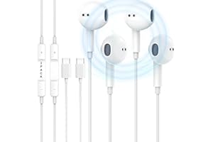 Ke Moxiey 2 Pack USB C Headphones for iPhone 15 Type C Earbuds Wired Earphones with Microphone & Volume Control Noise Cancelling for iPhone 15 pro, iPad Pro, Galaxy S23/S22/S21/S20,Pixel 7/6/5/4