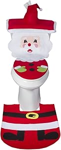 Santa Toilet Seat Cover and Rug Set - 4 Pcs Bathroom Christmas Decorations Set (Santa Claus)