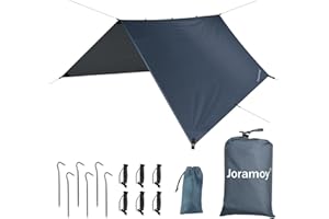 Joramoy Hammock Rain Fly 10×10FT - Waterproof Camping Tarp Lightweight Tent Tarp Portable Backpacking Tarp Sheleter with UV Protection Layer for Camping Hiking Outdoor(Gray)