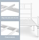 Yaheetech 4ft6 Double Metal Bed Frame with Headboard Footboard White view 3