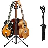 tipatyard Triple Guitar Stand - Heavy Duty 3 Guitar Stand for Acoustic/Electric/Bass/Banjos, Folding Design, Non-Slip Base &amp; Anti-Rust - Portable for Stage/Travel/Studio