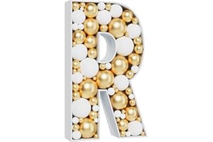 MEYSIMOON 3FT Large Marquee Letters Mosaic Balloon Frame Pre-cut Foam Board Marquee Light Up Letters R for Birthday Party Decorations,Wedding,Baby Shower DIY Party Supplies (Letter R)