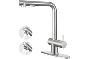Kitchen Faucets with Put Out Sprayer, CREA Stainless Steel Brushed Nickel RV Faucet, Commercial Single Handle Bar Sink Faucet，Pull Down Kitchen Faucet with Sprayer Magnetic Docking