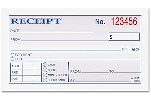 Adams DC2501 Money Receipt Book Tape BND 2-Part 2-3/4-Inch x5-3/8-Inch 50/Bk WE/CA