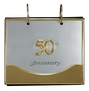 Malden International Designs Wedding 50th Anniversary Flip Album Two Tone Picture Frame, 4x6, Gold/Silver