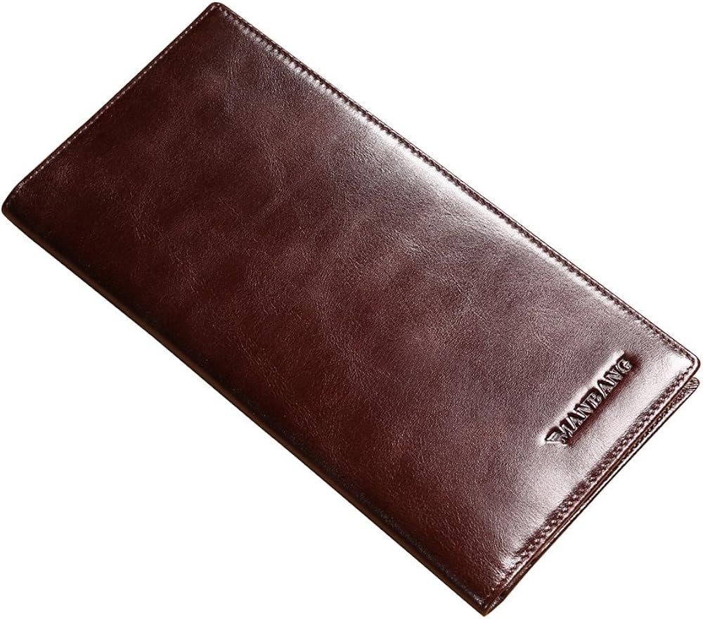 Genuine Leather Handbag Organizer Card Case Long Bifold Wallet, 1 Coffee, M