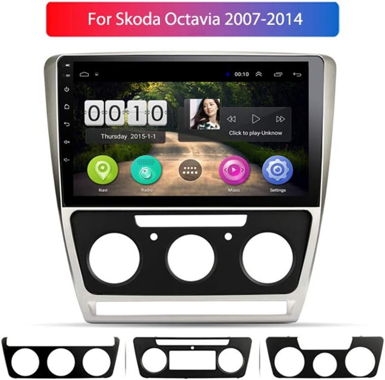 JIERTYU 9 Inch Android 8.1 2.5D Tempered HD Touch Screen Radio for Skoda Octavia 2007-2014 with Bluetooth USB WiFi Support SWC, Steering Wheel Control
