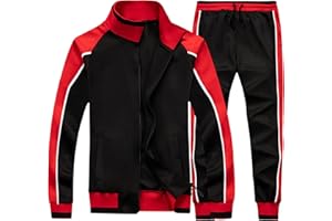 amropi Men's Tracksuit Activewear Athletic Casual Sports Jogging Gym Full Zip Sweat Suit