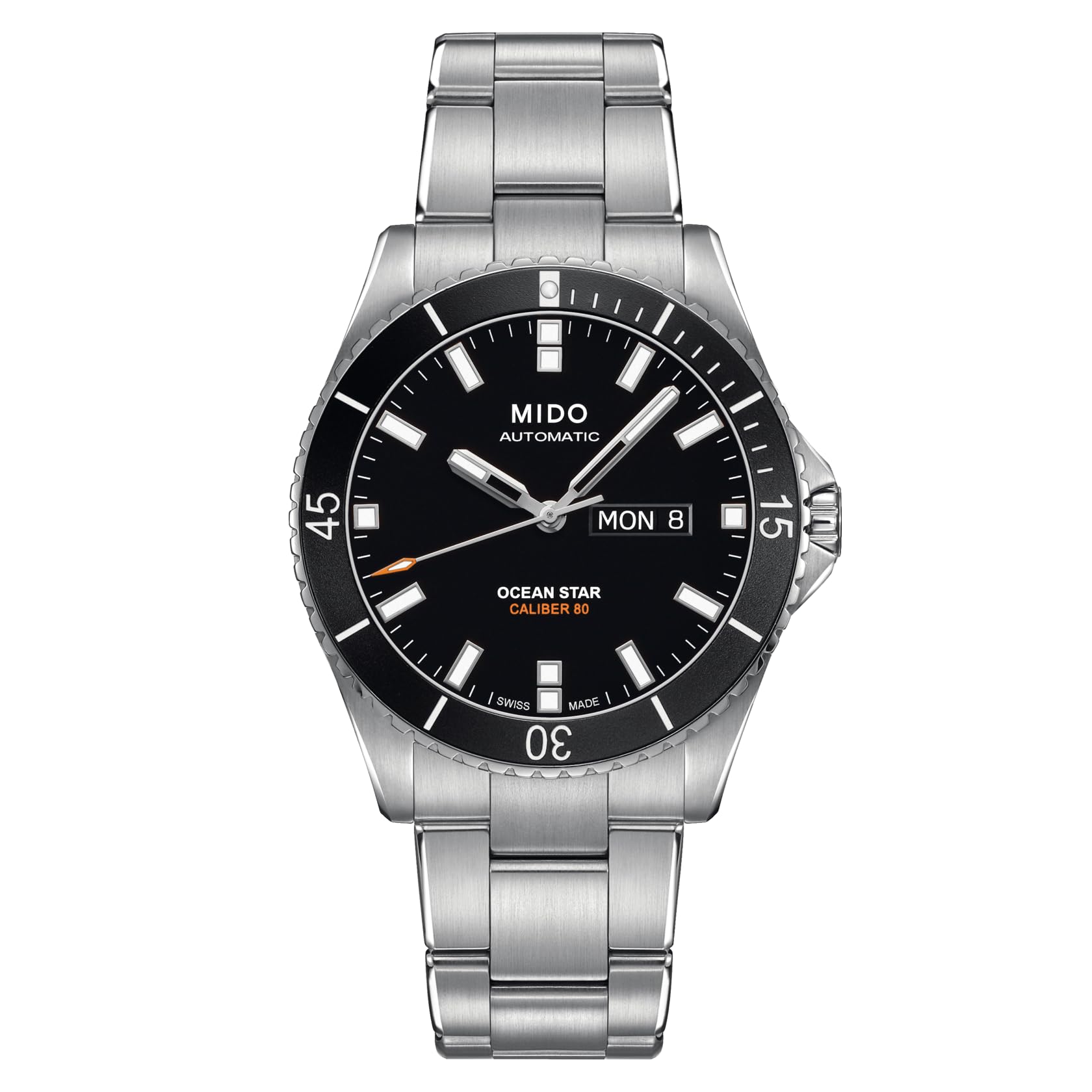 MIDO Ocean Star 200 - Swiss Automatic Watch for Men - 42.5mm Stainless Steel Case - Day/Date Calendar - Rotating Bezel - 200m Water Resistance