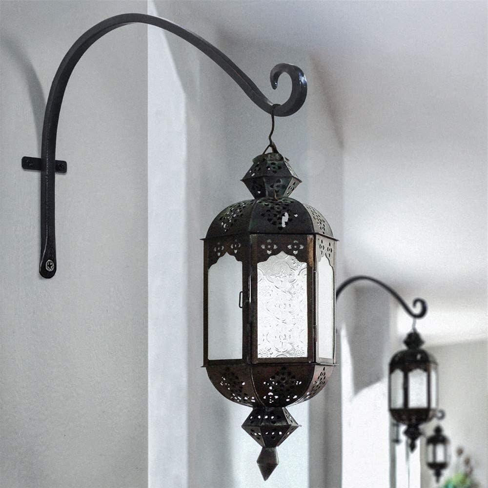 Lifreer 2 Pack 12 Inch Black Wall Hanging Hooks Heavy Duty Iron Wall Hang Basket Brackets Plant Hooks with 2PCS Hangings Chains for Hanging Bird Feeders Wind Chime Lantern - Image 4