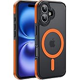 Yzoiko Strong Magnetic Case for iPhone 16 [10Ft Military-Grade Protection] Compatible with fit MagSafe Shockproof Slim Thin Cover 6.1 inch 16 Phone case, Orange Bumper