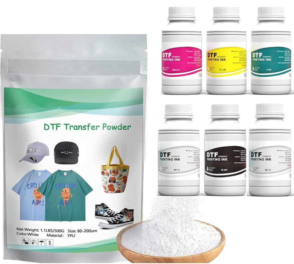 Procoloredfun DTF Ink 1500 ml and Powder Set 6 x