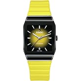 Rado - Anatom Open Heart - Unisex Automatic Swiss Watch - 32mm Square Black Yellow Dial - Yellow Rubber Bracelet - R10201259