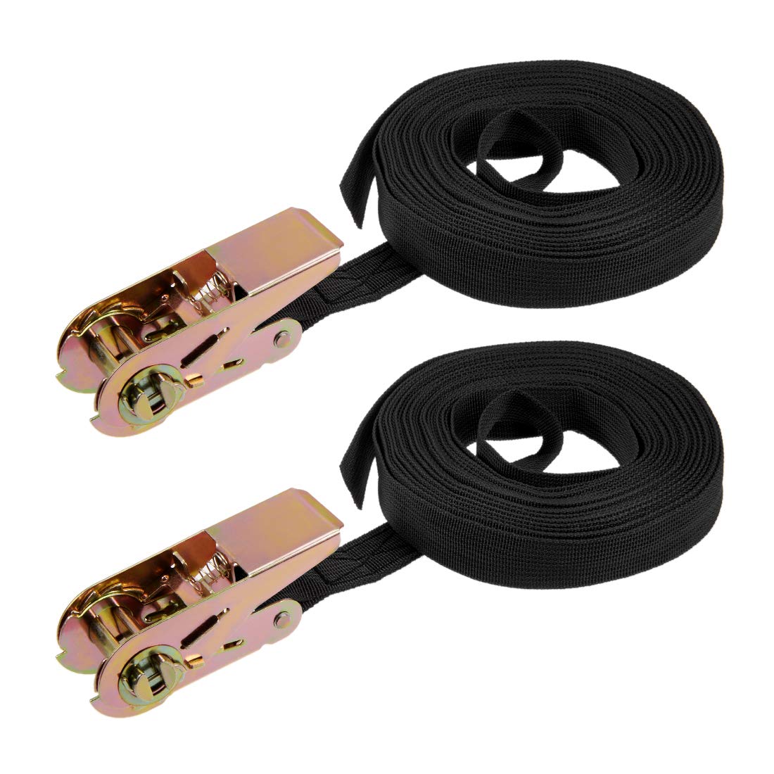 sourcing map Ratchet Tie Down Lashing Strap 1" x 30Ft 550lb 250Kg Load Polypropylene for Moving Securing Cargo, Black, Pack of 2