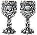 Set of 2 Silver Skulls & Bones Wine Goblet Stainless Medieval Collectible Home Decor Gift Water Cup Halloween Horror Film Theme Party Ornamental (2G16598) ~ We Pay Your Sales Tax