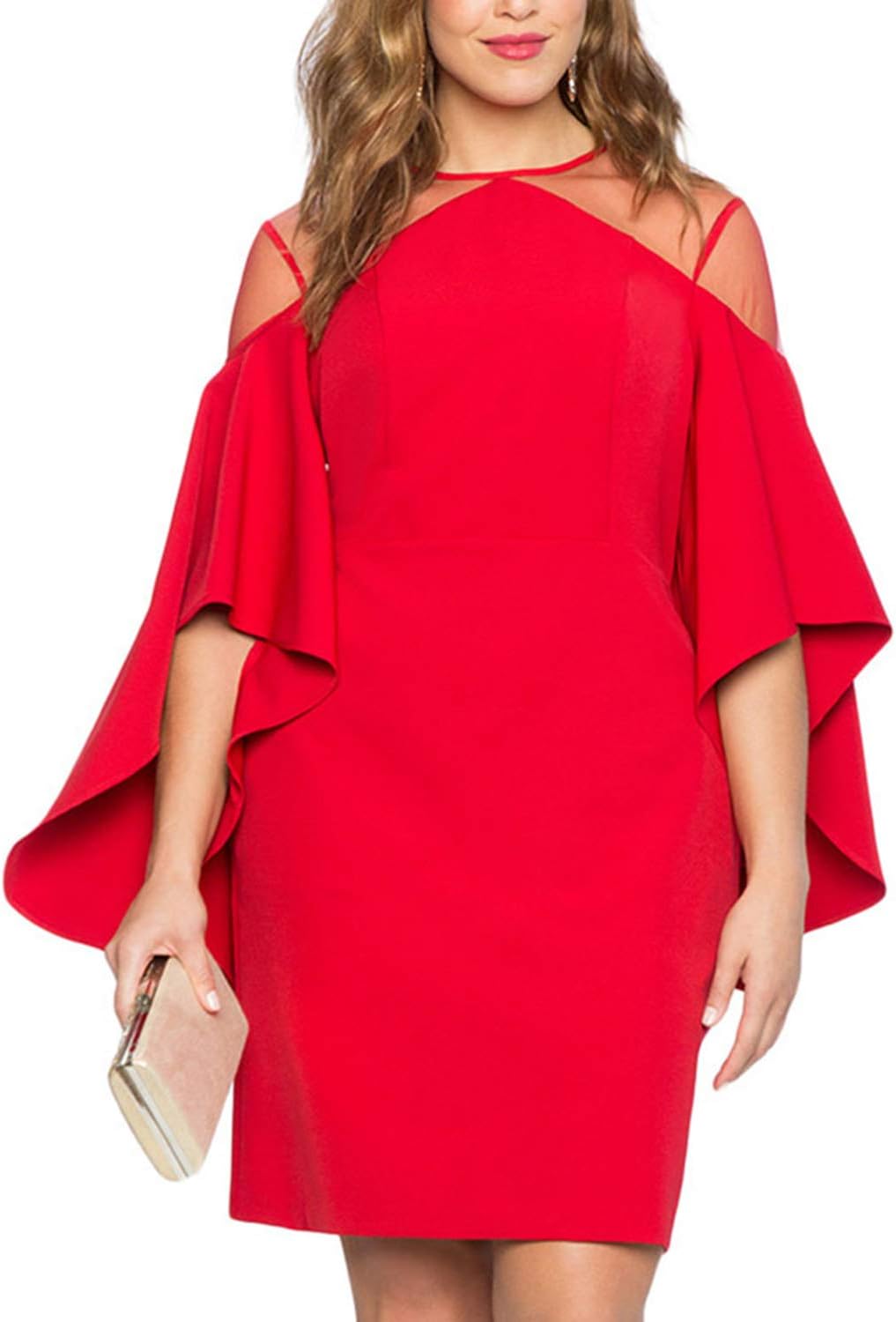 KILOLONE Women Vintage Pencil Dresses Bodycon Flare Sleeves Sexy Party Dress L-6XL