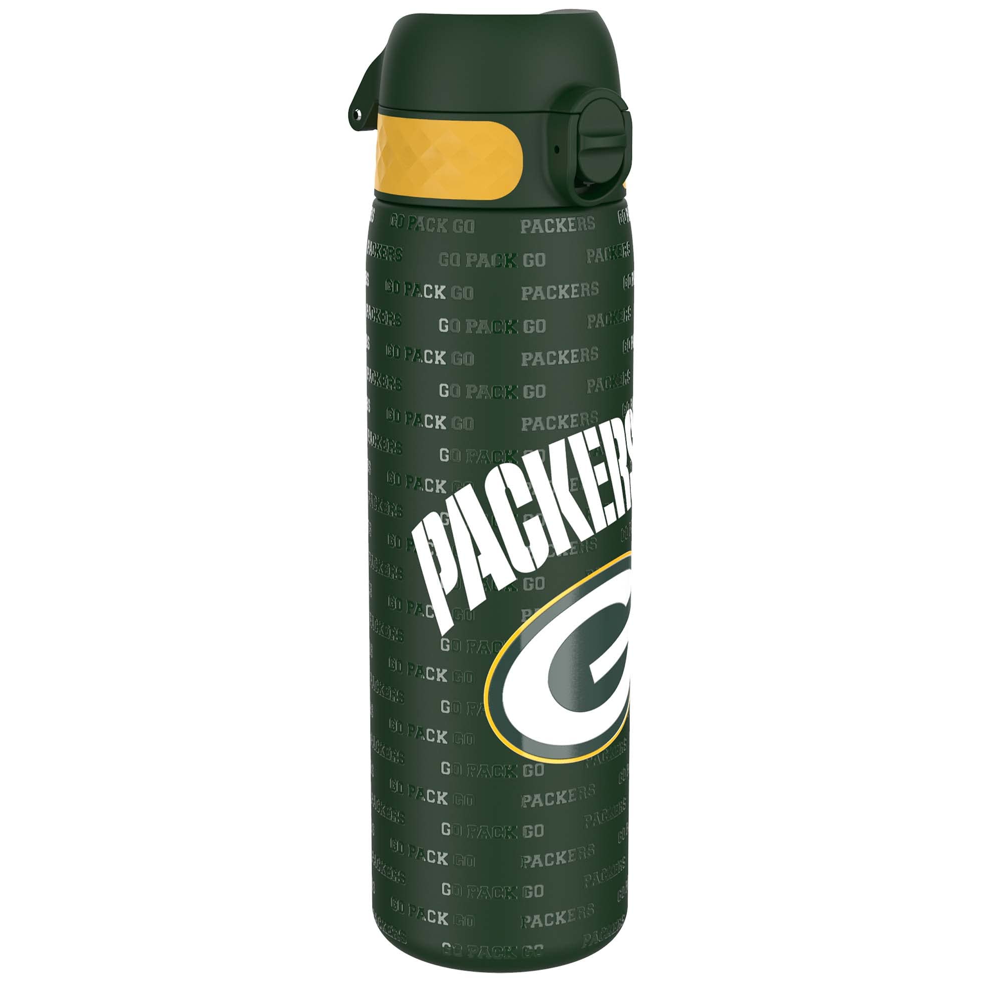 Ion8 NFL Green Bay Packers Lightweight Steel Water Bottle, 600 ml/20 oz, Non-Insulated, Leak Proof, Easy to Open, Secure Lock, Dishwasher Safe, Flip Cover, Fits Cup Holders, Metal Water Bottle — image 1