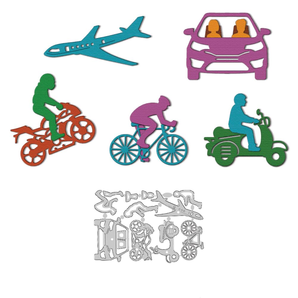 DELORIGIN Transportation Cutting Dies People Travel Dies Cut Metal Die Cuts Embossing Stencils Template Dies for Card Making Decoration DIY Scrapbooking Photo Trip Album Paper Crafts Card Supplies