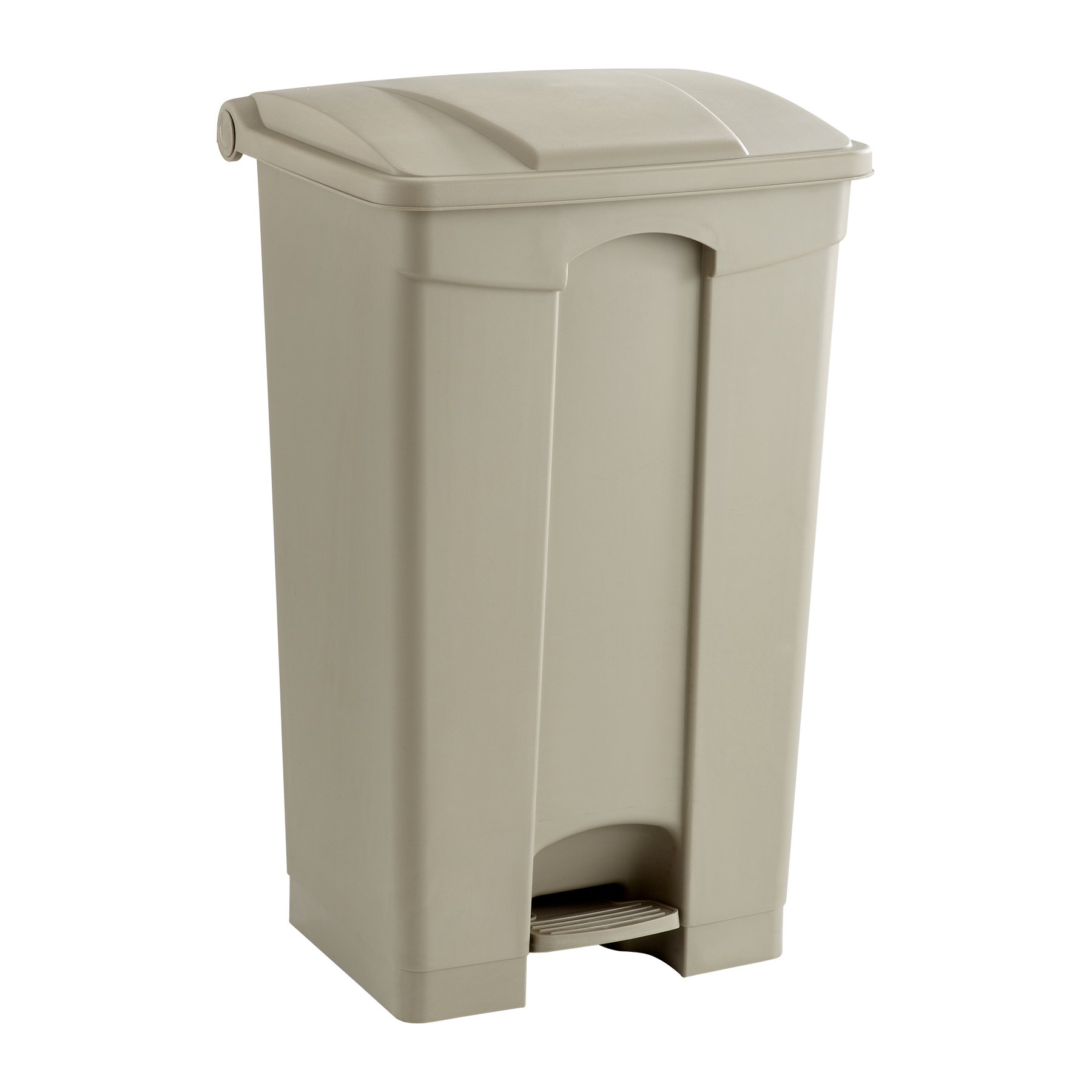 Safco Products Plastic Step-On Trash Can 9923TN, Tan, Hands-free Disposal, 23-Gallon Capacity