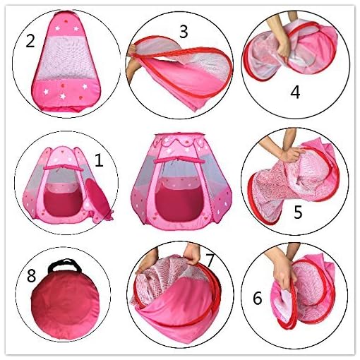 Playz Ball Pit Princess Castle Play Tents for Girls w/ Glow in The Dark Stars & 50 Balls - Pop Up Children Play Tent for Indoor & Outdoor Use Beautiful Playland Playhouse Tent w/ Zipper Storage Case - Image 8