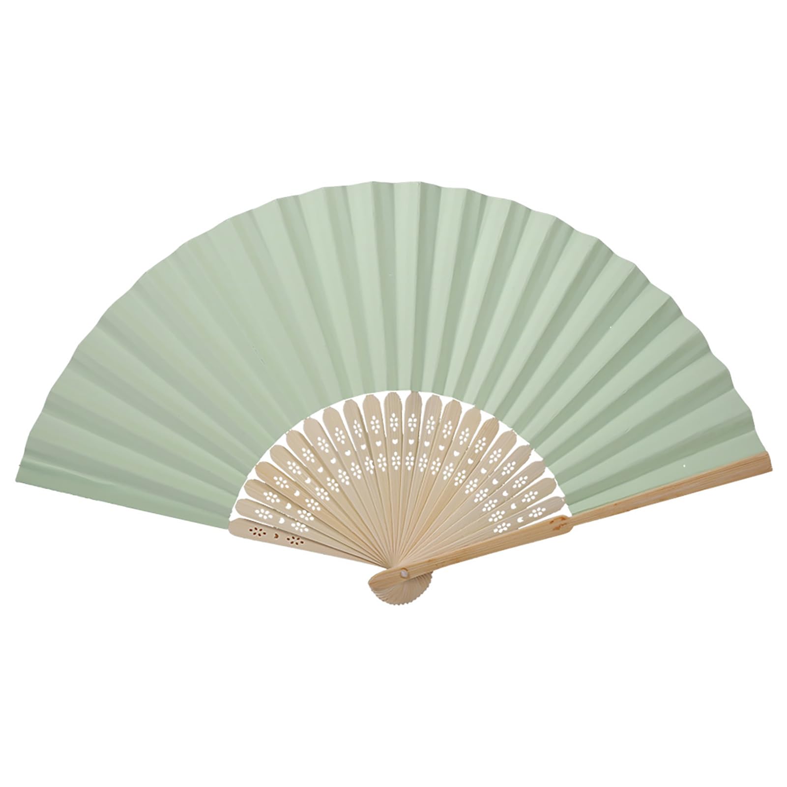 Atyhao Decorative Folding Fans, Chinese Folding Ribs Fan DIY Blank Paper Fan Wedding Shower Party Decor (Green)