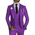 Wangyue Men's 3 Piece Slim Fit Suit Double Breasted Suit Men Formal Suit for Wedding Prom Dinner Party