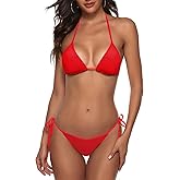 Women Two Piece Bikini Swimsuit Sexy Bathing Suits Halter Triangle Tops String Bikini Sets