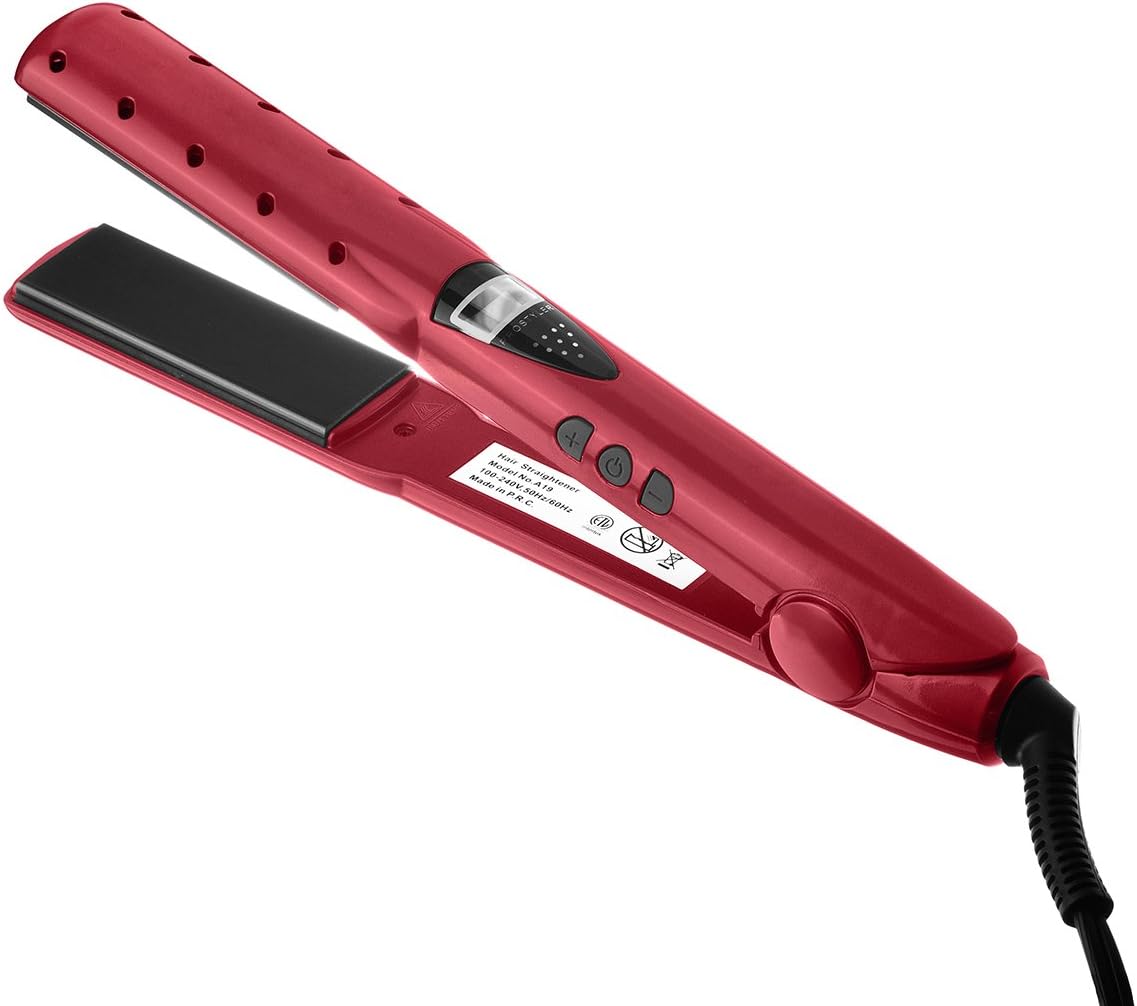 Professional Pro Hair Straightener, YooZoo Ceramic Straight Flat Iron Digital LCD Temperature Display Straightening Hair Styler (Rose)