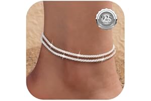 Kenivira Sterling Silver Ankle Bracelets for Women,Gold Dainty Layered Waterproof Anklet for Women Adjustable, Womens Anklet Set Stackable Plus Size