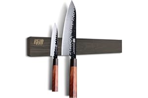 FINDKING 40CM Ash Wood Magnetic Knife Strip, Wall Mounted Wooden Knife Holder with Strong Magnets for Kitchen Organization, D
