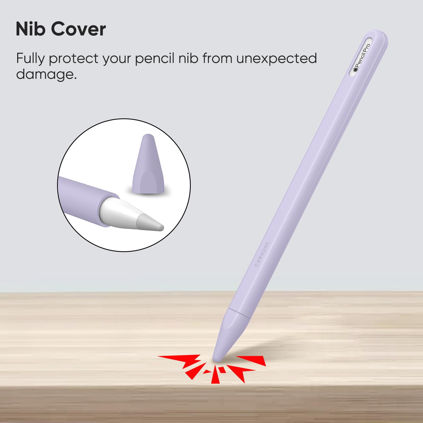 Fintie Silicone Sleeve for Apple Pencil Pro & Apple Pencil 2nd Generation, Light Pen Skin Case Cover Soft Protective Grip Holder with 2 Nib Covers Accessories, Lilac Purple