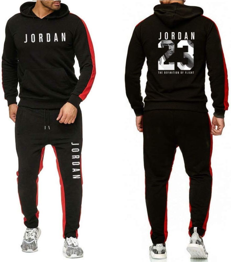 KJYAYA Mens Tracksuit Set Hooded Sweatshirt Trousers Jordan # 23 Basketball Clothes Unisex Long Sleeve Hoodies Sportswear Suitable For Men Women