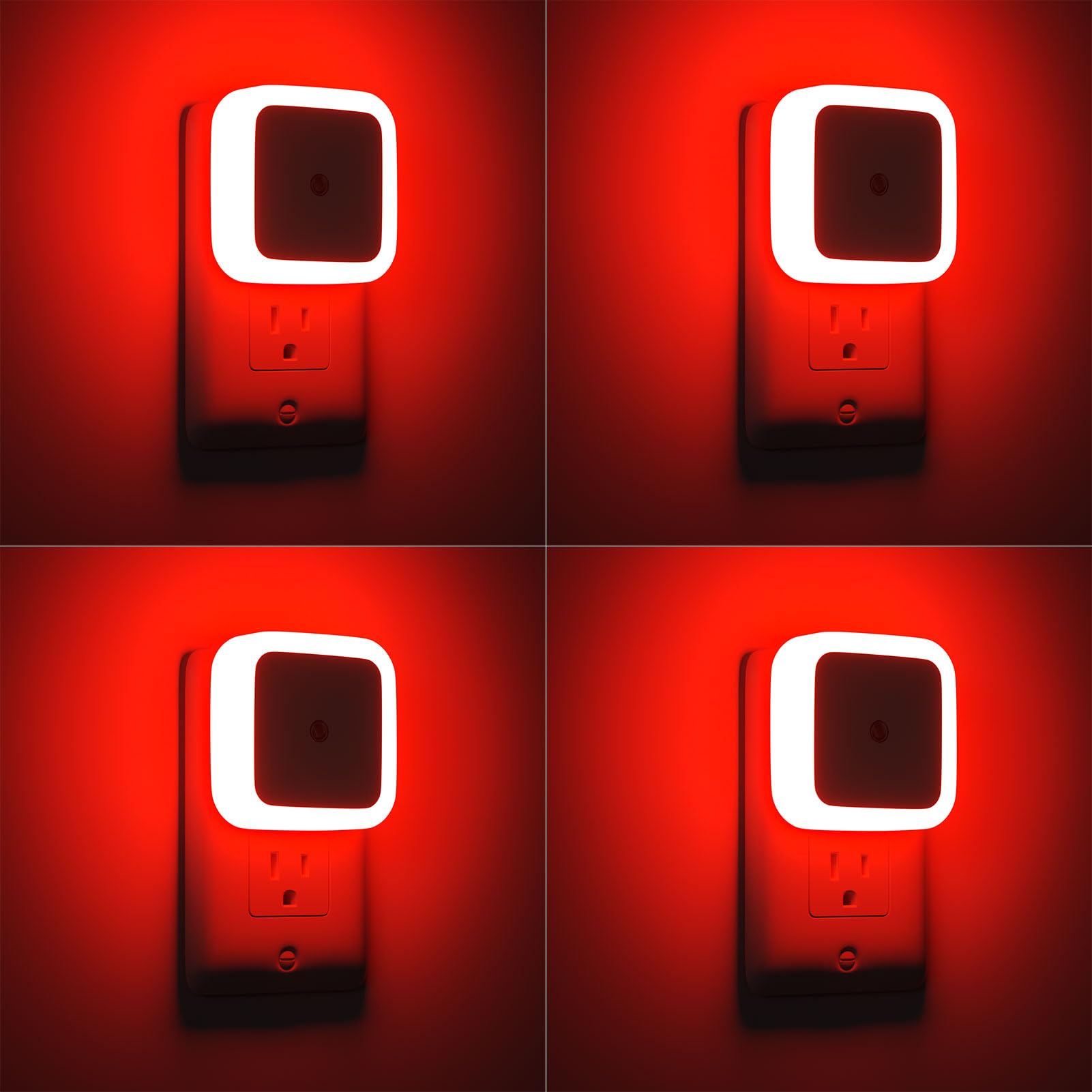 Photo 1 of Sujeet Red Night Light, Night Lights Plug into Wall 4-Pack, Nightlight Plug in Night Light, Dusk to Dawn Night Lamp Led Night Lights for Adults Bedroom, Bathroom, Hallway