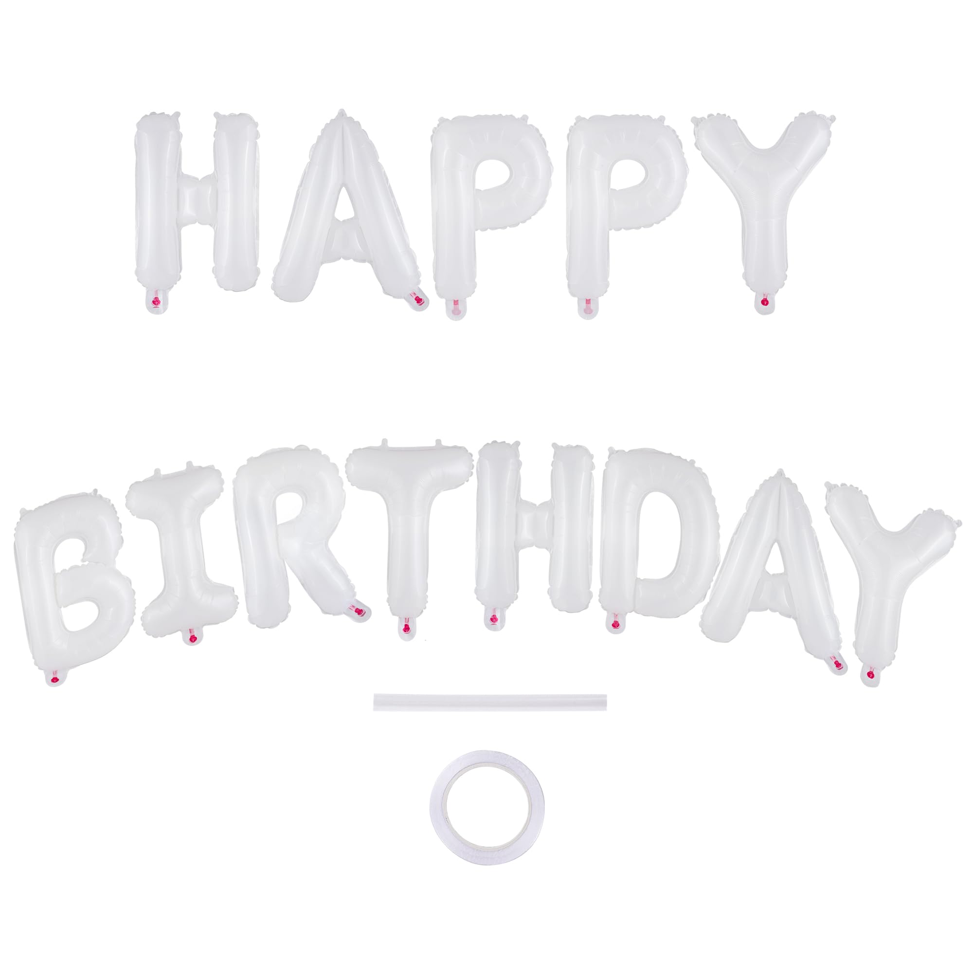 Photo 1 of 16 Inch Shiny Surprise Happy Birthday Balloon Set with Mystery Shape Bonus Balloons, Balloon Happy Birthday Decorations (Milky White Balloons)