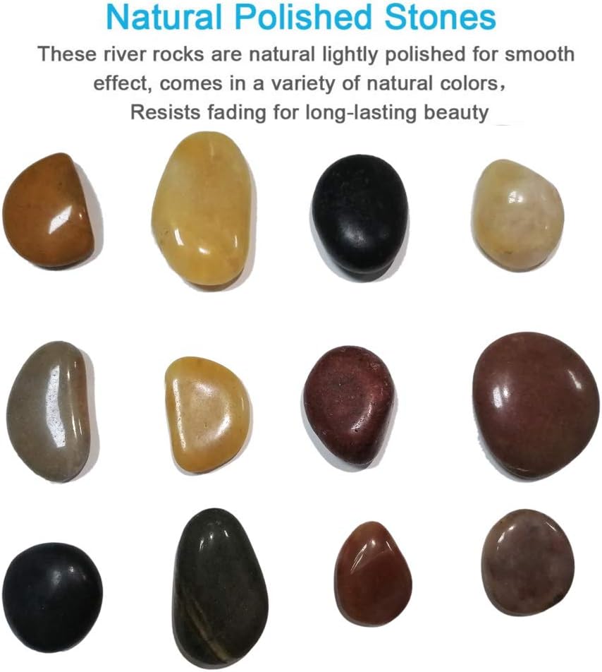 ZISHEN Polished Mixed Pebbles, Pebbles Polished Gravel, Natural Polished Mixed Color Stones, Small Decorative River Rock Stones (2 Pounds-(32-Oz)) : Garden & Outdoor