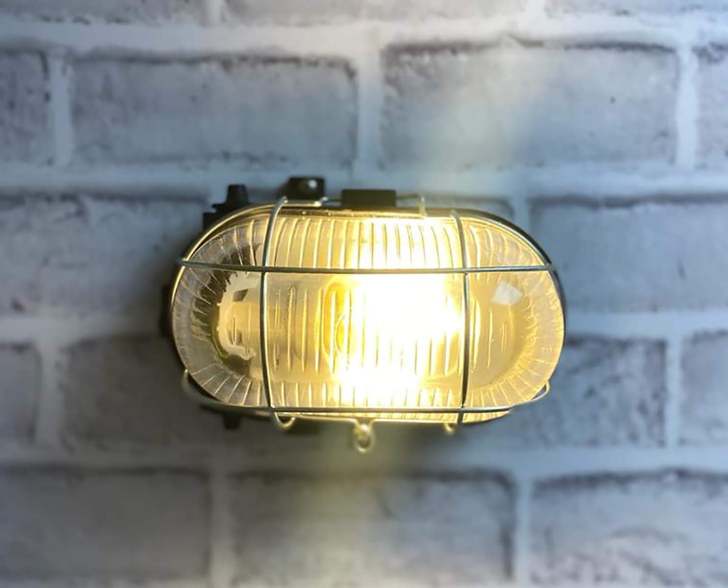 CGC Lighting Black Oval Cage Glass Metal Wall Ceiling Light Bulkhead Weatherproof Indoor Outdoor Garden Porch Garage Patio Waterproof