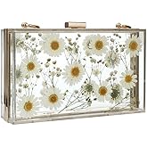 Gets PU Leather Purses and Handbags for Women Floral Beaded Clutch Purse for Wedding Clear Crossbody Bag