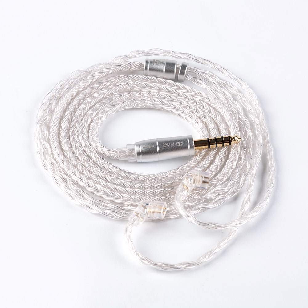 NEX KBEAR 16 Core Silver Plated Replacement Cable Upgrade Silver Plated Replacement Earbuds Exchange Cable AudioContact Replacement Cable for ZSN ZSN Pro AS16 CCA A10 CA4 etc (2PIN 4.4mm)