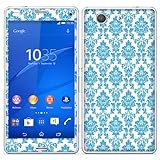 Fincibo (TM) Sony Xperia Z3 Compact Accessories Skin Vinyl Decal Sticker - Baby Blue Damask