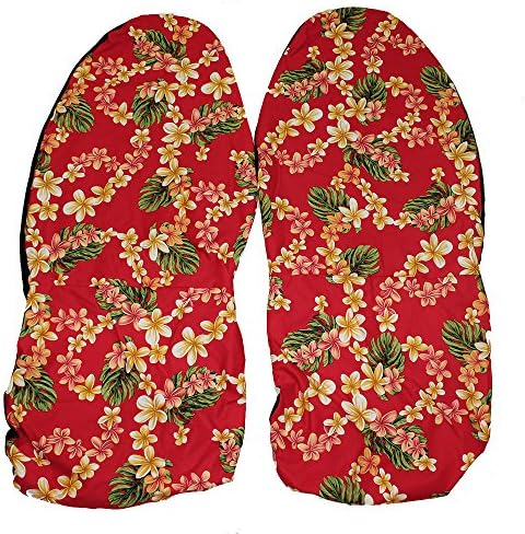 Hawaiian Car Seat Covers, Red Yellow Lei, set of 2 Front Bucket seat covers, Made in Hawaii USA