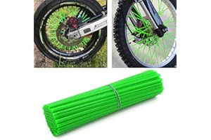 FREAXLL 72Pcs Dirt Bike Spoke Covers Universal Spoke Skins Trim Wheel Wrap for 8"-21" Rims for Pit Bike Motorcycle KX KL-XF KLR KL 65 85 125 250 350 450 650 CRF XL XLR XR EXC-Green