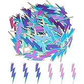 HOBBIESAY 60Pcs Lightning Charms Rainbow Color Pendant Stainless Steel Dangle Charms with Loop Flash Charm for DIY Bracelets Earring Necklace Crafting