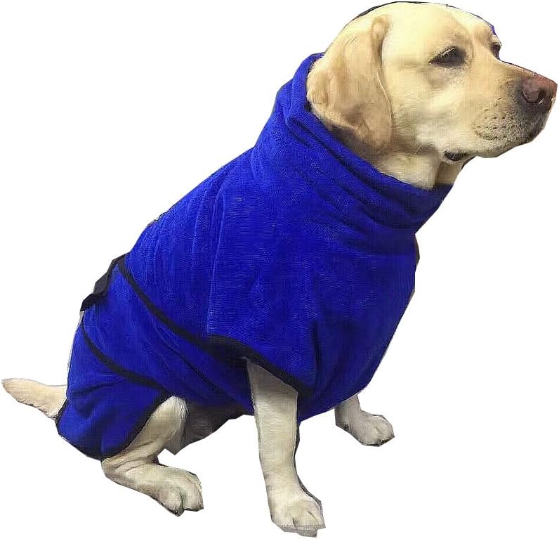 ZoonPark® Microfibre Dog Bathrobe, Quick Drying Dog Bathrobe Coat Pet Cat Dog Puppy Bath Towel Blue Color (L) - Image 3
