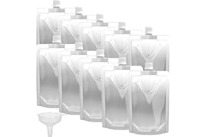 lamphle 10 Pcs Liquid Pouch Food Grade Leak Proof with Screw Cap Spout Concealable Fluid Bags with Funnel Plastic Travel Flas