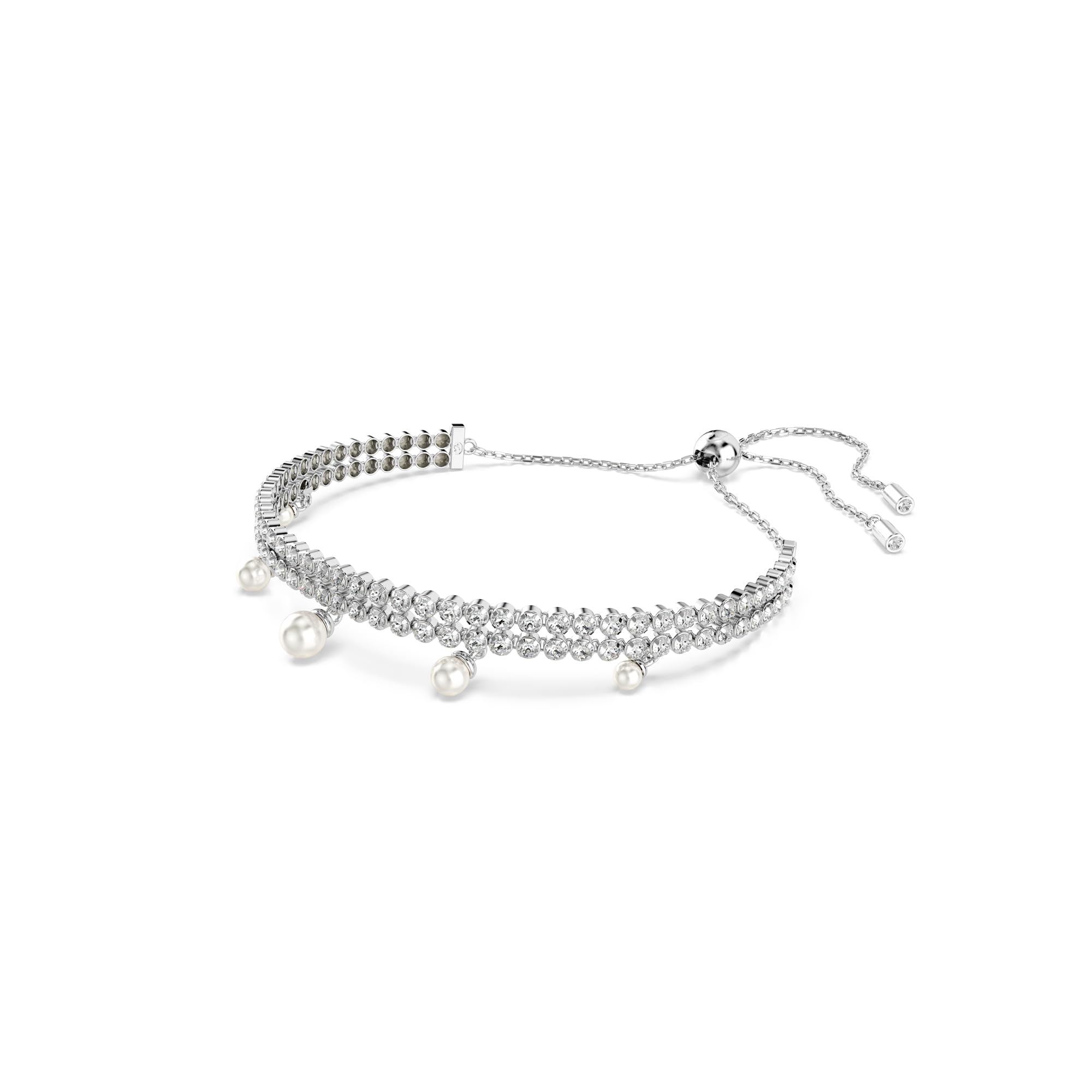 Swarovski Ariana Grande x Crystal and Pearl Soft Bracelet in Rhodium Finish - Part of the Ariana Grande x Capsule Collection