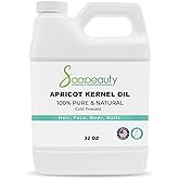 Apricot Kernel Oil 100% Pure Natural Cold Pressed Skin Hair 32 fl oz | Carrier Oil. Face &amp; Body Moisturizer. Massage Oil. DIY Skincare &amp; Soap Making. Cold Pressed