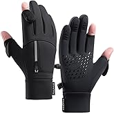 ViveVoy Winter Fingerless Touch Screen Gloves for Men Women Cold Weather Windproof Thermal Sports Gloves with Zippered Pocket