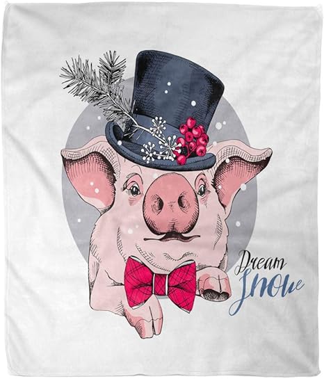 Amazon Co Jp ブランケットフランネルを投げる50 X 60インチクリスマスカードポートレートピンクの雪だるまの帽子と蝶ネクタイイラスト冬の快適で暖かく居心地の良い印刷 1x150 ホーム キッチン