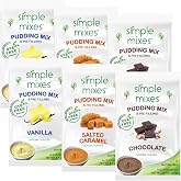 Simple Mixes Dye-Free Instant Pudding &amp; Pie Filling Mix - Variety 6 Pack | Chocolate, Vanilla &amp; Salted Caramel, Gluten-Free, Dye-Free, Allergen-Free, Fat-Free, Kosher, Vegan, 24 Servings, 3.4 oz